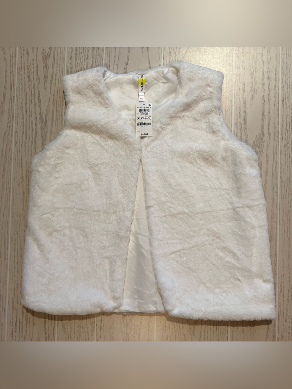 Epic Threads Girls XL 18/20 White Faux Fur Plush Vest NWT